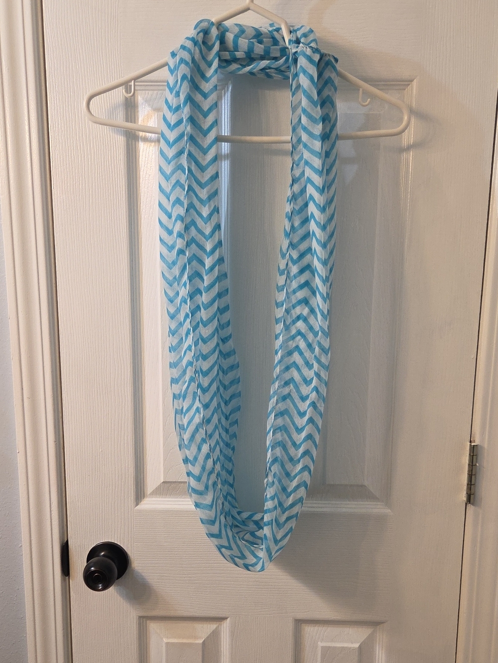 Light Blue Chevron Infinity Scarf - Women's Lightweight Loop Wrap